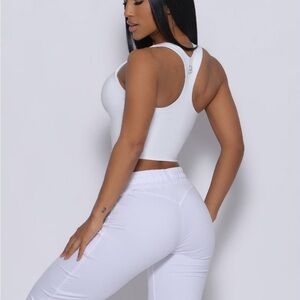 Bombshell Sportswear White Crop Fitted Tank Top